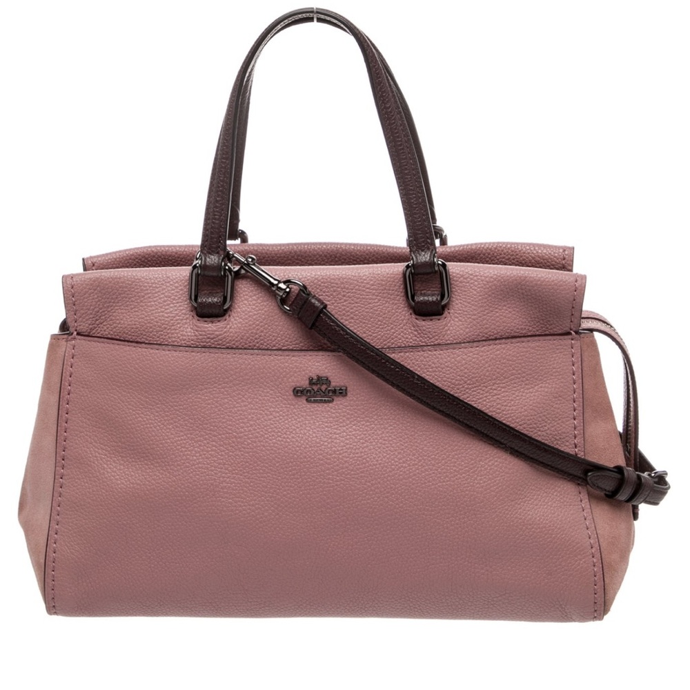 Coach Fulton Burgundy Pink Colorblock Leather & Suede Satchel Bag A1881-25006